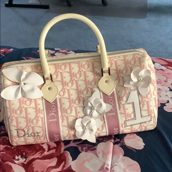 Dior pink and white purse